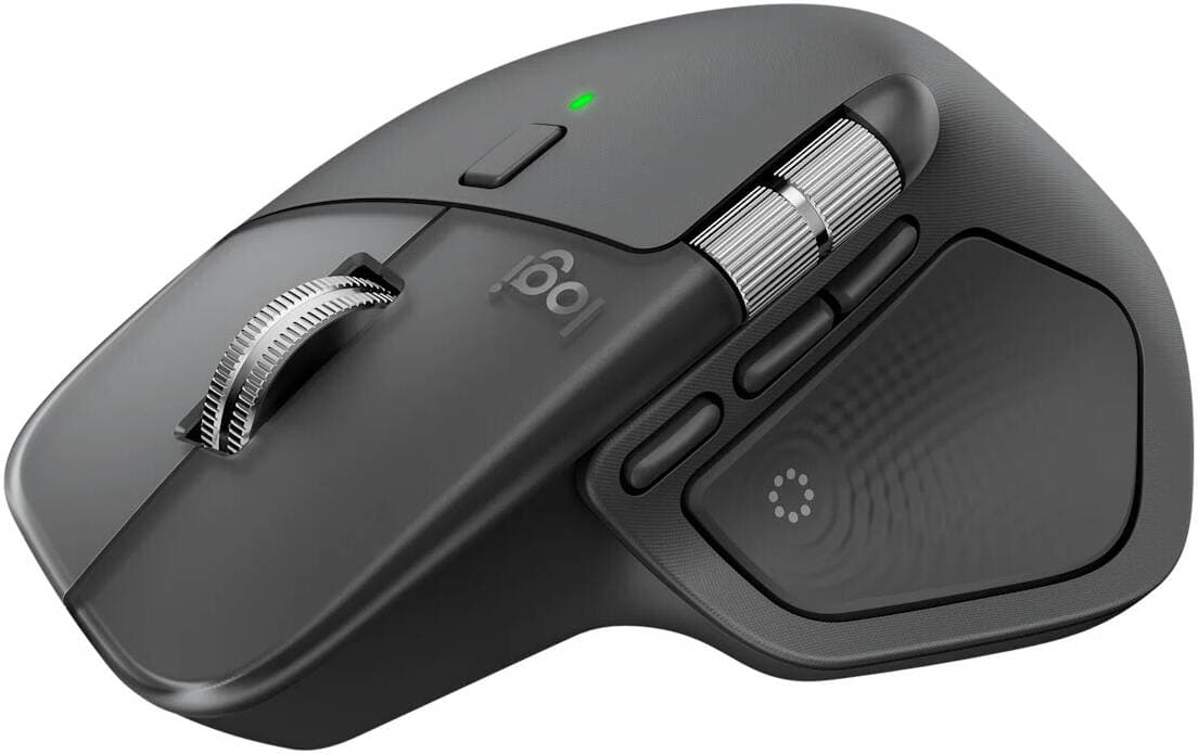 Logitech MX Master 4 Wireless Mouse, 8K DPI Darkfield Sensor, MagSpeed Scroll & Thumb Wheel, Haptic Sense Feedback, Bluetooth & Logi Bolt, USB-C Fast Charging, Graphite | 910-007562 / 910-007558