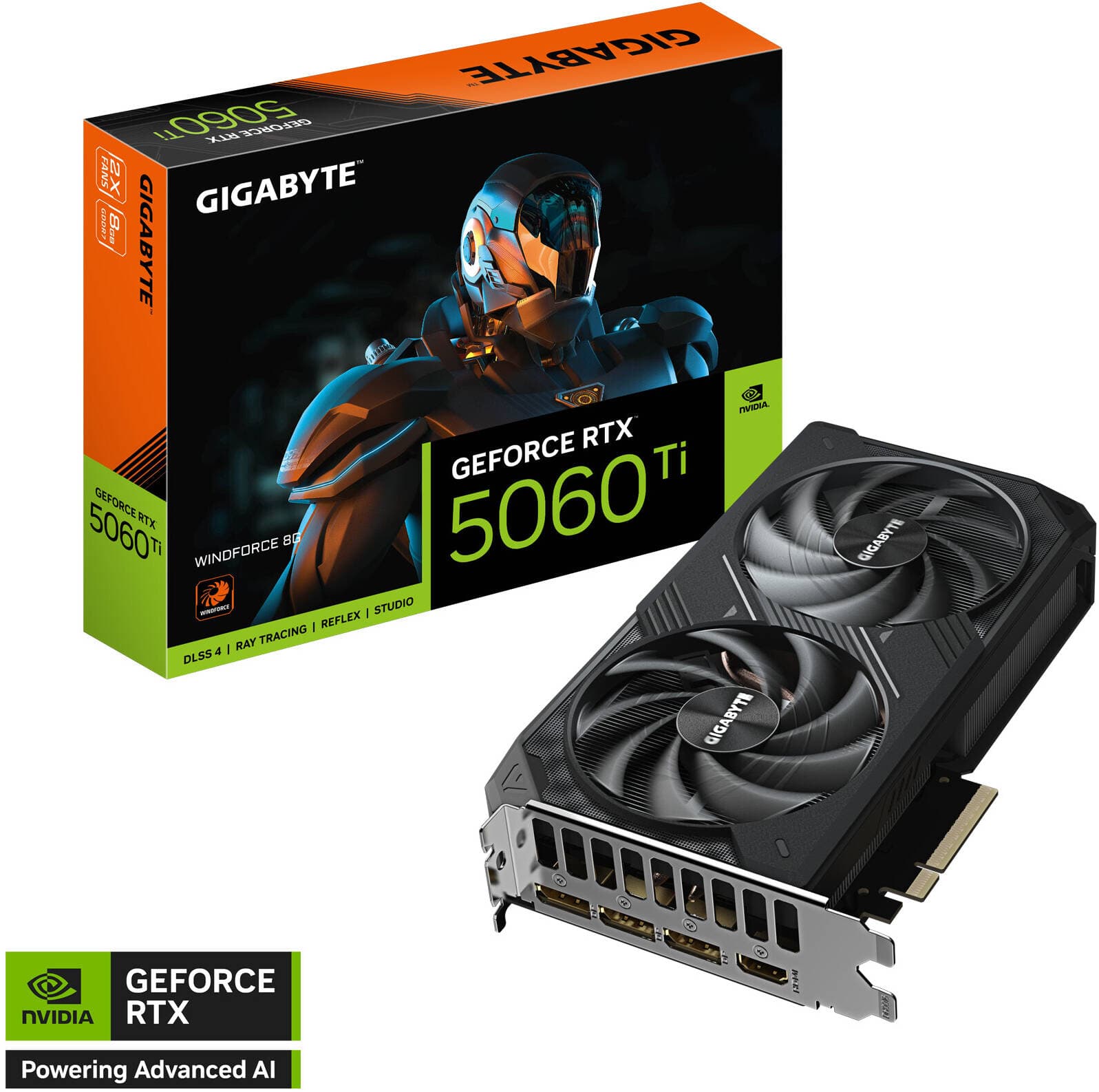 GIGABYTE GeForce RTX 5060 Ti WINDFORCE Graphics Card, 8GB GDDR7 128-Bit Memory, 2572 MHz Core Clock, 28 Gbps Memory Clock, PCI-Express 5.0 | GV-N506TWF2-8GD