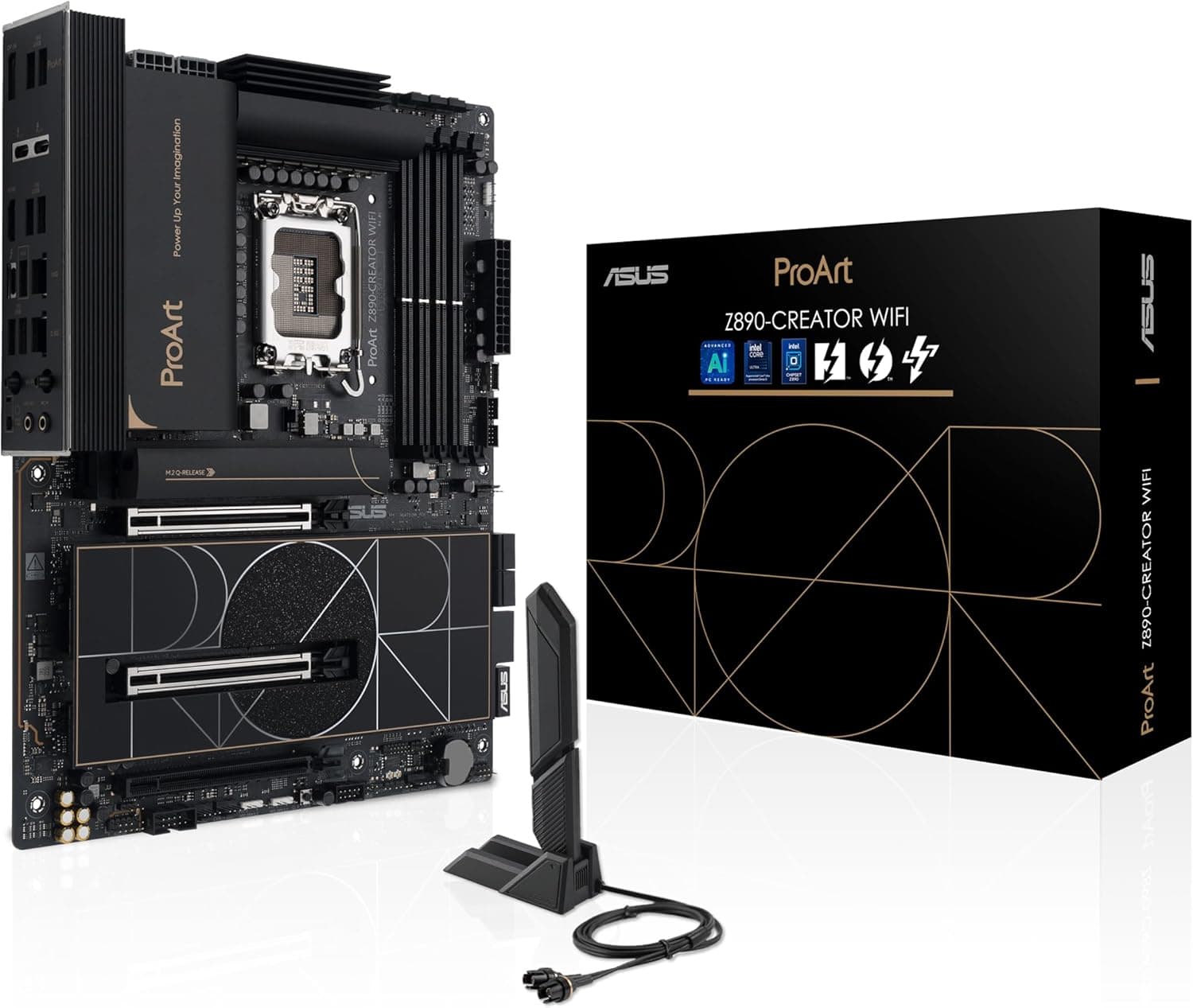 ASUS ProArt Z890-Creator WiFi LGA 1851 ATX Motherboard, Intel Z890 Chipset, 4x DIMM DDR5 Slots, Up to 256GB Max Memory, 2x PCIe 5.0 x16 & 1x PCIe 4.0 x16, 5x M.2 Slots, WiFi & BT | 90MB1JD0-M0EAY0