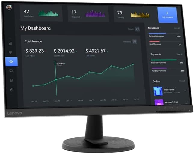 Lenovo C24-40 23.8-Inch FHD VA Monitor – 75Hz, 4ms, AMD FreeSync, HDMI 1.4, VGA, Raven Black