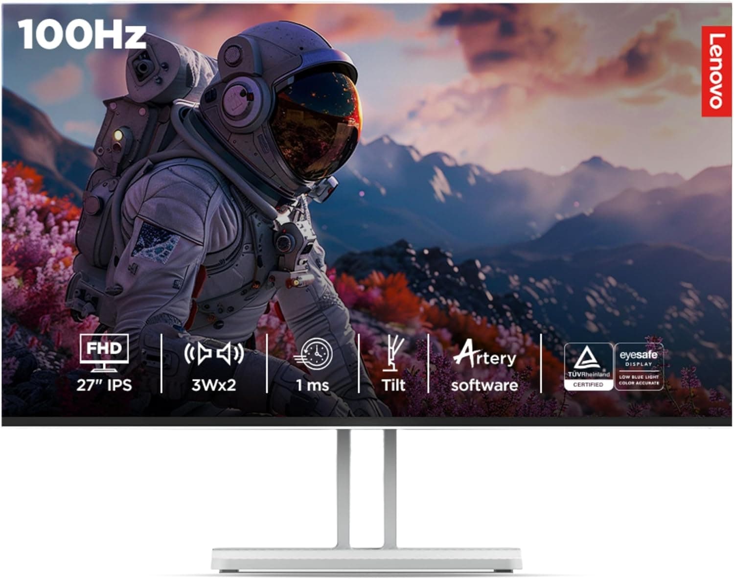 Lenovo L27i-4A 27-Inch FHD IPS Monitor – 100Hz, 1ms MPRT, 2×3W Speakers, Dual HDMI, VGA, Cloud Grey | 67BEKAC1AE